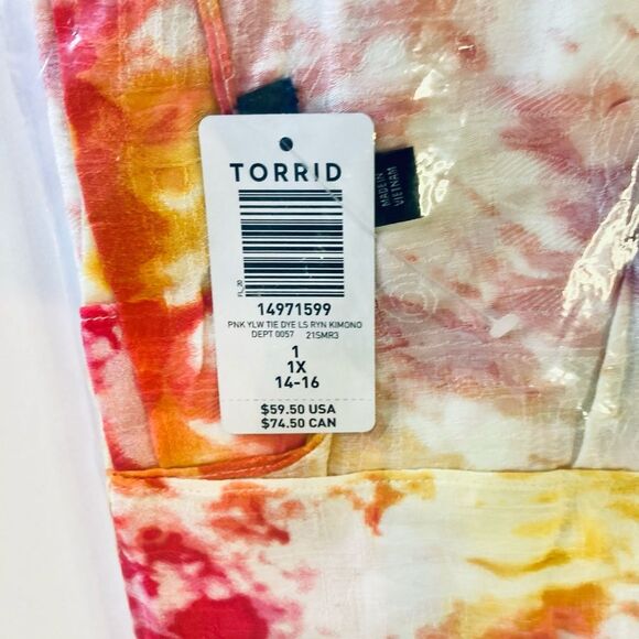 Torrid Tie-Dye Duster Kimono, Size 1 (1X 14-16) - Picture 8 of 8